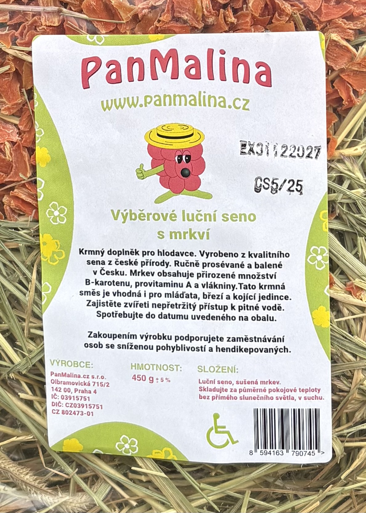 Luční seno s mrkví - Pan Malina 450g